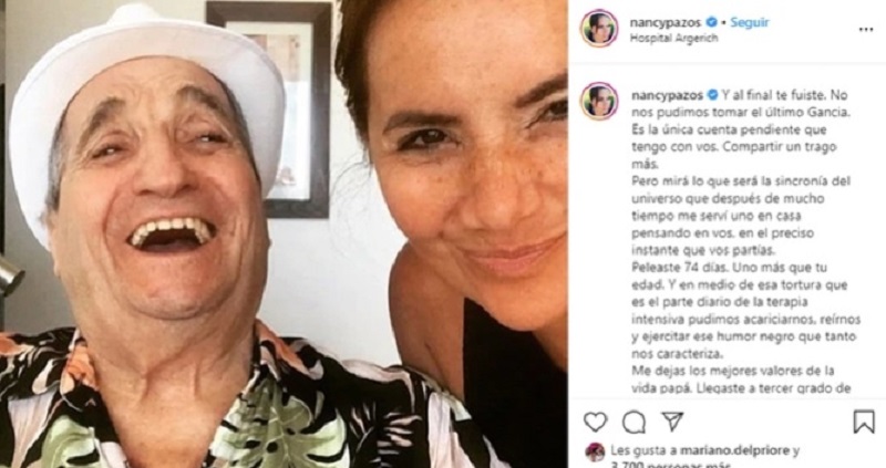 El emotivo adiós de Nancy Pazos a su papá: «Tomé la decisión más difícil de mi vida… te dejé ir”