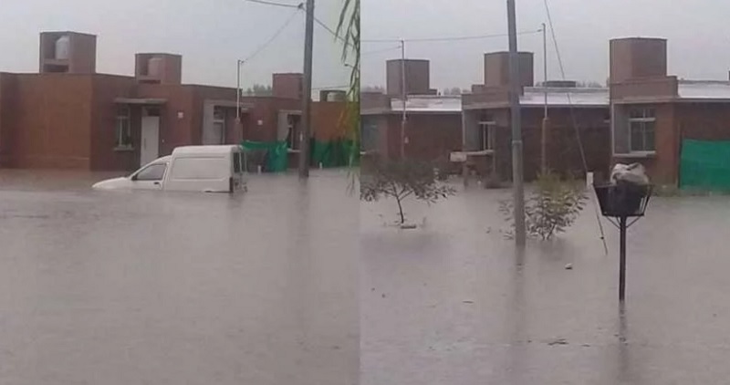 Tras las fuertes lluvias en Mendoza, un barrio de Luján quedó inundado