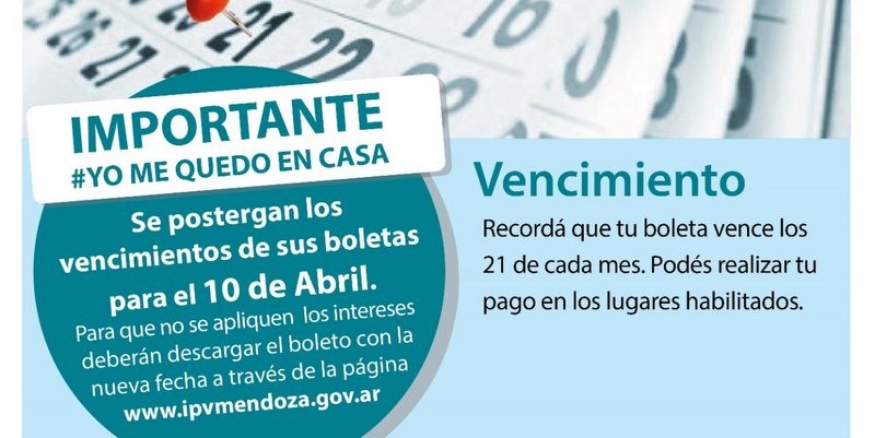 El IPV posterga los vencimientos de sus boletas