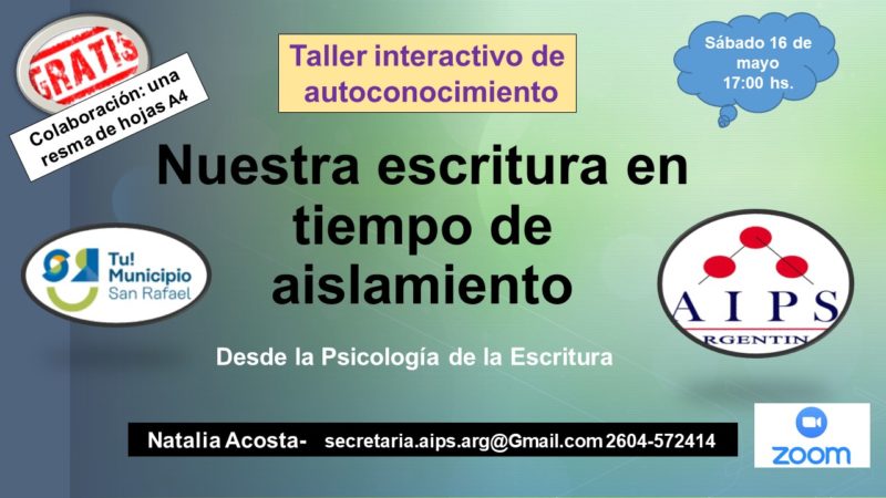 Taller gratuito “Nuestra escritura en tiempos de aislamiento”.