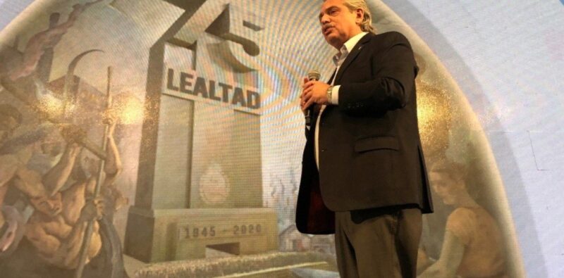 El presidente cerró el acto virtual desde la sede de la CGT.