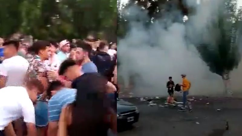Masiva fiesta clandestina terminó con gases, balas de goma y botellazos