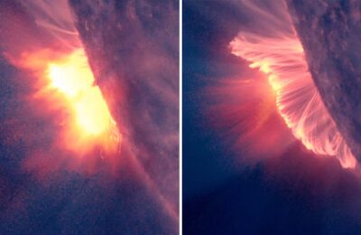 Astrónomos dan una nueva explicación para los «vacíos oscuros en forma de dedo» que se observan en algunas erupciones solares