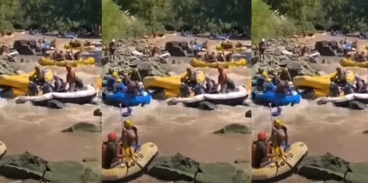 Susto en el Atuel: múltiple choque de balsas