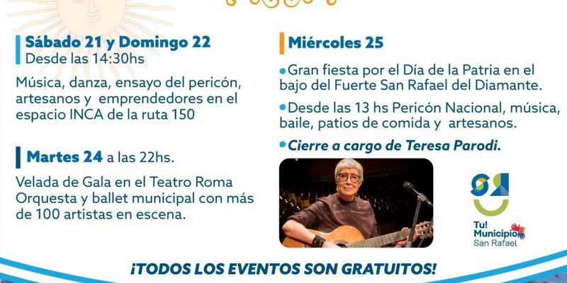 Mirá cómo se celebrará la Semana de Mayo en San Rafael