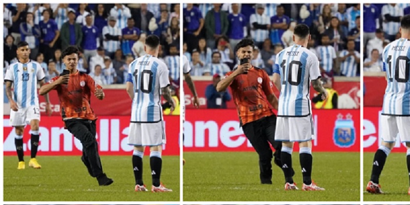 De Las Heras al mundo: un hincha de Huracán invadió la cancha para fotografiarse con Messi