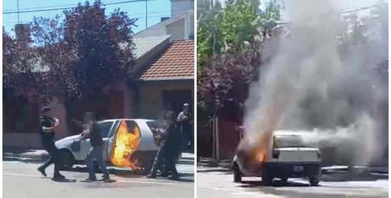 Prendió fuego su propio auto para evitar que la policía se lo retuviera