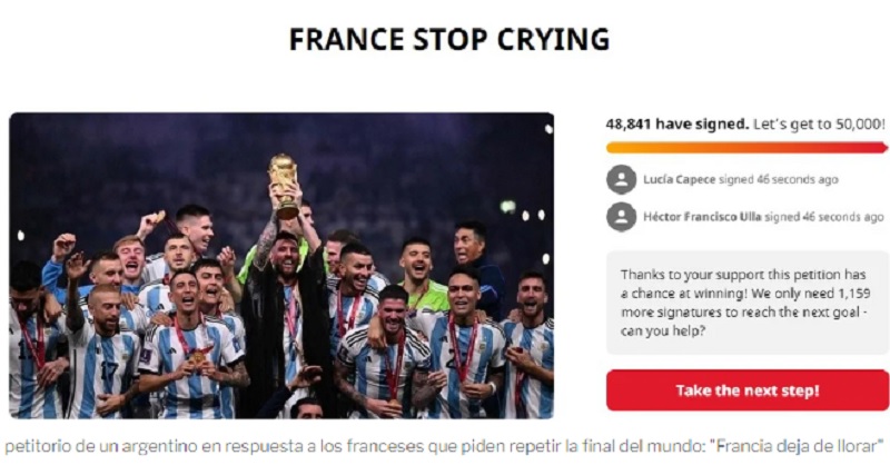 Armaron una petición para que “Francia deje de llorar”