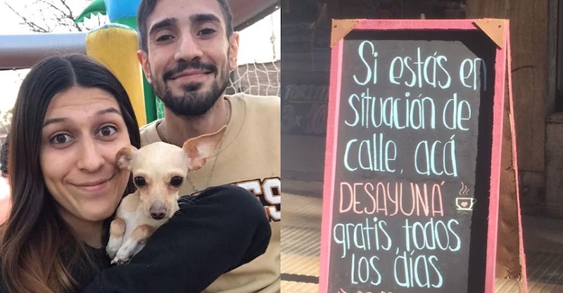 Colocaron un cartel en su local para ayudar a personas en situación de calle y lo que pasó después los superó: “Es por ahí”