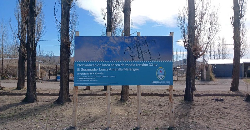 Comenzó la obra de normalización de la línea eléctrica de media tensión Loma Amarilla-El Sosneado