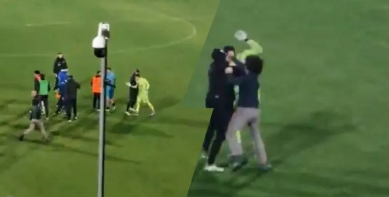 ¡Insólito! El padre de un jugador entró a la cancha y le pegó al arquero rival