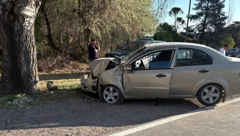 Choque frontal contra un árbol deja dos heridos