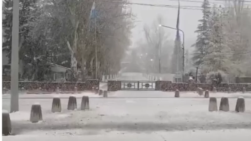 Imágenes de la fuerte nevada en el Manzano Histórico: piden máxima precaución al circular