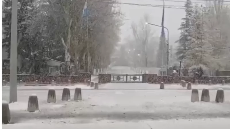 Imágenes de la fuerte nevada en el Manzano Histórico: piden máxima precaución al circular