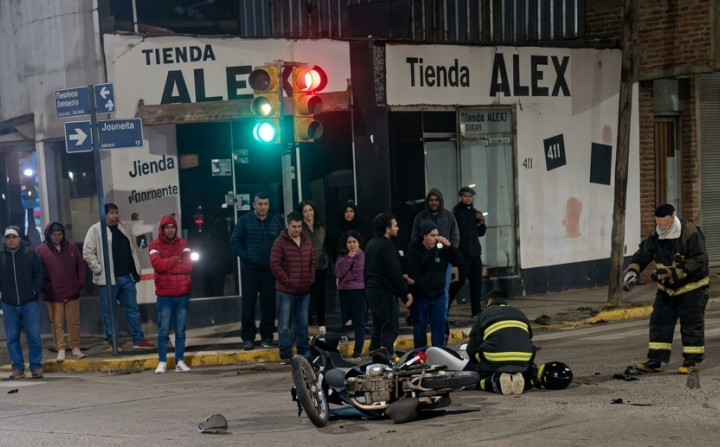 Los bomberos de Tupungato iban a un incendio y chocaron contra un motociclista
