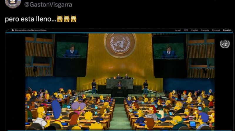 Los memes por la poca asistencia que tuvo el discurso de Milei en la ONU